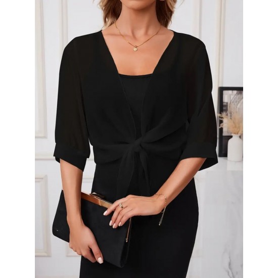 Kadın Truvakar Kol önden Bağlamalı Kısa şifon Bolero Ceket, 24960 Kadın Truvakar Kol önden Bağlamalı Kısa şifon Bolero Ceket, 24960