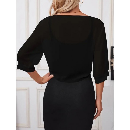 Kadın Truvakar Kol önden Bağlamalı Kısa şifon Bolero Ceket, 24960 Kadın Truvakar Kol önden Bağlamalı Kısa şifon Bolero Ceket, 24960