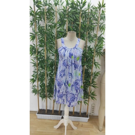 Kadın Askılı Yuvarlak Yaka Kaplumbağa Desenli Süprem Elbise , 24986