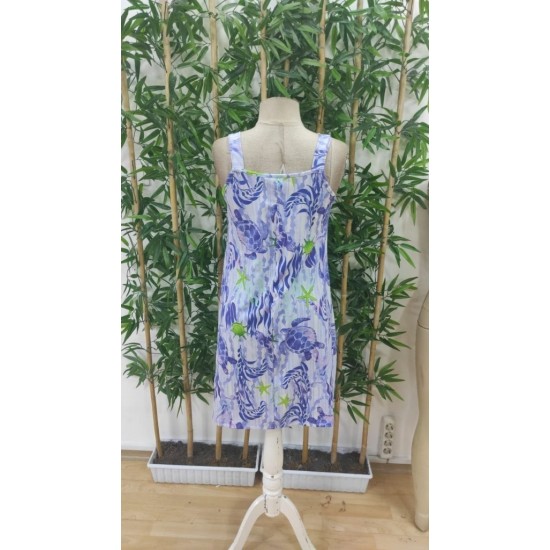 Kadın Askılı Yuvarlak Yaka Kaplumbağa Desenli Süprem Elbise , 24986