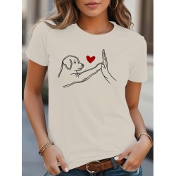 Kadın Kısa Kollu Bisiklet Yaka Köpek Baskılı Viskon Bluz , 25186 Kadın Kısa Kollu Bisiklet Yaka Köpek Baskılı Viskon Bluz , 25186