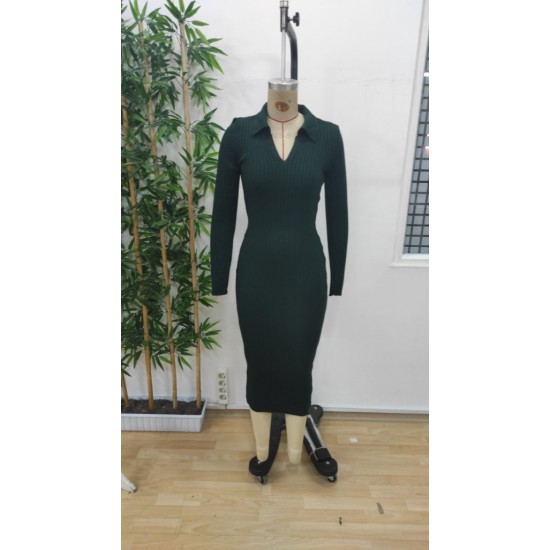 Kadın Uzun Kollu Yakalı Triko Elbise, 24831