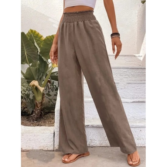 Kadın Yüksek Bel Lastikli Ithal Krep Pantolon, 25229