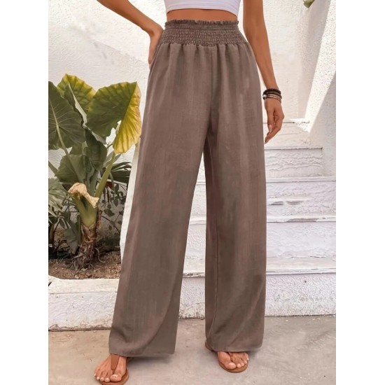 Kadın Yüksek Bel Lastikli Ithal Krep Pantolon, 25229