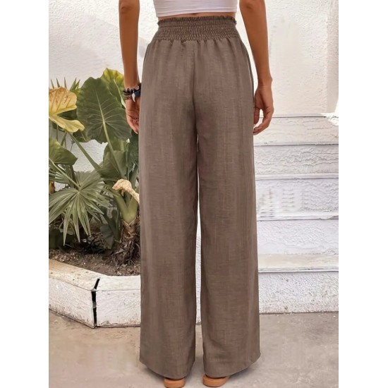 Kadın Yüksek Bel Lastikli Ithal Krep Pantolon, 25229