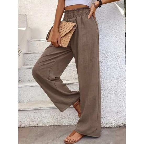 Kadın Yüksek Bel Lastikli Ithal Krep Pantolon, 25229