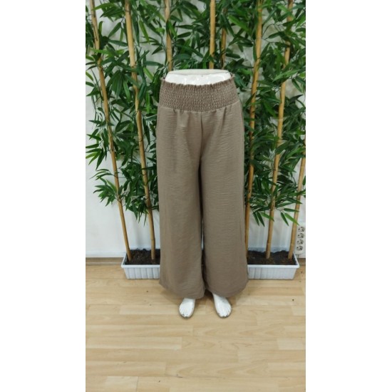 Kadın Yüksek Bel Lastikli Ithal Krep Pantolon, 25229