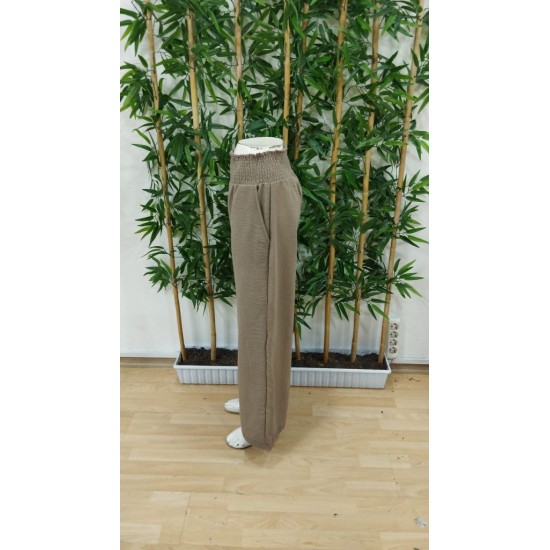 Kadın Yüksek Bel Lastikli Ithal Krep Pantolon, 25229