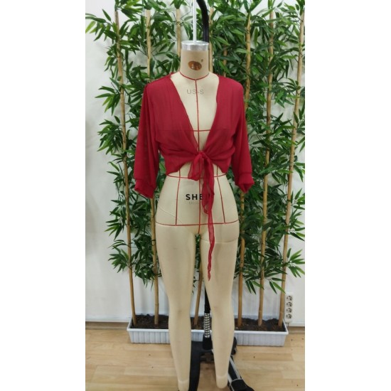 Kadın Fakir Kollu önden Bağlamalı Kısa şifon Bolero Ceket, 25216 Kadın Fakir Kollu önden Bağlamalı Kısa şifon Bolero Ceket, 25216