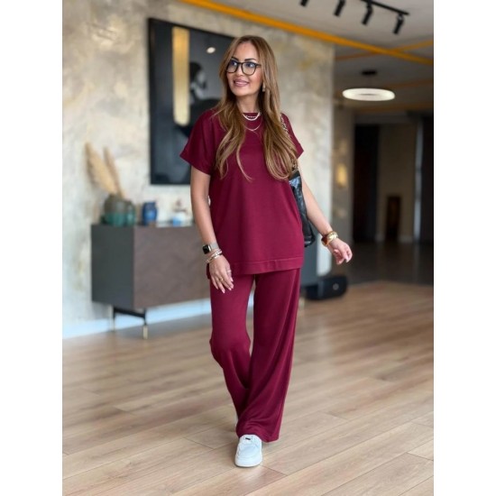 Kadın Kısa Kollu Bisiklet Yaka Viskon Iki Iplik Bluz Ve Pantolon Ikili Takım, 25233 Kadın Kısa Kollu Bisiklet Yaka Viskon Iki Iplik Bluz Ve Pantolon Ikili Takım, 25233