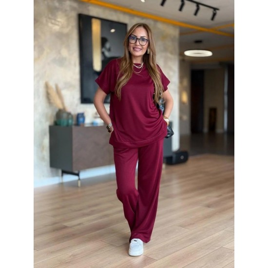 Kadın Kısa Kollu Bisiklet Yaka Viskon Iki Iplik Bluz Ve Pantolon Ikili Takım, 25233 Kadın Kısa Kollu Bisiklet Yaka Viskon Iki Iplik Bluz Ve Pantolon Ikili Takım, 25233