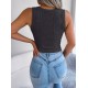 Kadın Askılı Bisiklet Yaka Güpüs Dekolteli Triko Crop Bluz, 25238 Kadın Askılı Bisiklet Yaka Güpüs Dekolteli Triko Crop Bluz, 25238