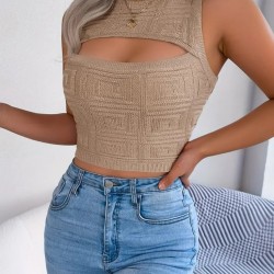 Kadın Askılı Bisiklet Yaka Güpüs Dekolteli Triko Crop Bluz, 25236 Kadın Askılı Bisiklet Yaka Güpüs Dekolteli Triko Crop Bluz, 25236