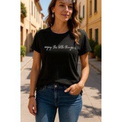 Kadın Kısa Kollu önü Yazı Baskılı Basic Süprem Bluz, 25267 Kadın Kısa Kollu önü Yazı Baskılı Basic Süprem Bluz, 25267