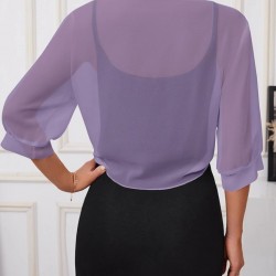 Kadın Fakir Kollu önden Bağlamalı Kısa şifon Bolero Ceket, 25359