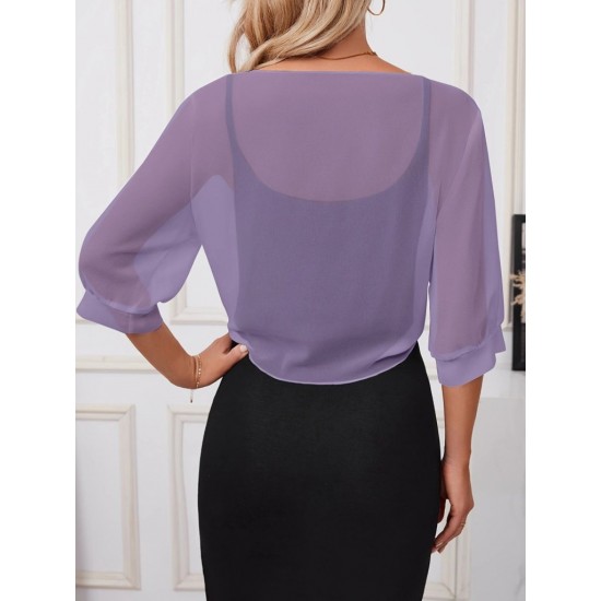 Kadın Fakir Kollu önden Bağlamalı Kısa şifon Bolero Ceket, 25359 Kadın Fakir Kollu önden Bağlamalı Kısa şifon Bolero Ceket, 25359