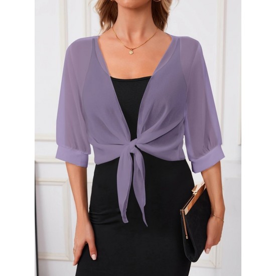 Kadın Fakir Kollu önden Bağlamalı Kısa şifon Bolero Ceket, 25359 Kadın Fakir Kollu önden Bağlamalı Kısa şifon Bolero Ceket, 25359