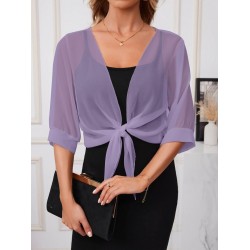 Kadın Fakir Kollu önden Bağlamalı Kısa şifon Bolero Ceket, 25359