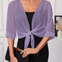 Kadın Fakir Kollu önden Bağlamalı Kısa şifon Bolero Ceket, 25359