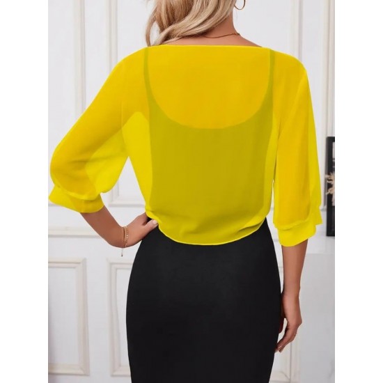 Kadın Fakir Kollu önden Bağlamalı Kısa şifon Bolero Ceket, 25358 Kadın Fakir Kollu önden Bağlamalı Kısa şifon Bolero Ceket, 25358