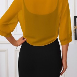 Kadın Fakir Kollu önden Bağlamalı Kısa şifon Bolero Ceket, 25358