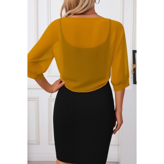 Kadın Fakir Kollu önden Bağlamalı Kısa şifon Bolero Ceket, 25358