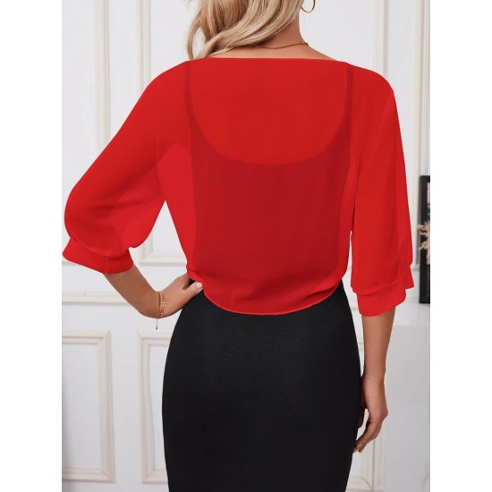 Kadın Fakir Kollu önden Bağlamalı Kısa şifon Bolero Ceket, 25357 Kadın Fakir Kollu önden Bağlamalı Kısa şifon Bolero Ceket, 25357