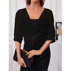 Kadın Truvakar Kol önden Bağlamalı Kısa şifon Bolero Ceket, 25354