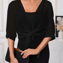 Kadın Truvakar Kol önden Bağlamalı Kısa şifon Bolero Ceket, 25354