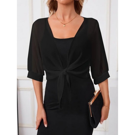 Kadın Truvakar Kol önden Bağlamalı Kısa şifon Bolero Ceket, 25354 Kadın Truvakar Kol önden Bağlamalı Kısa şifon Bolero Ceket, 25354