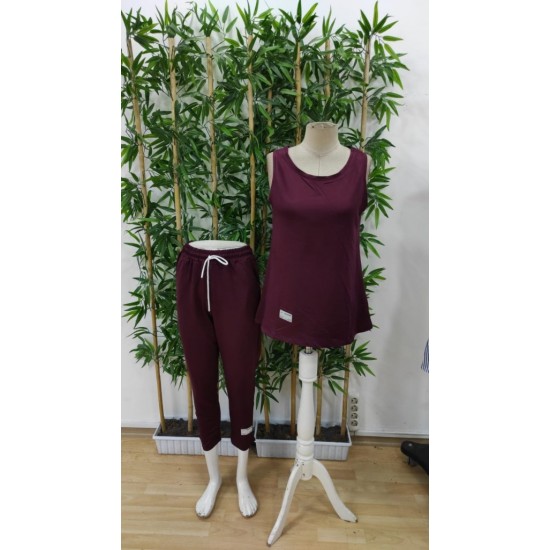 Kadın Askılı Yuvarlak Yaka Viskon Iki Iplik Bluz Ve Eşofman Altı Ikili Takım , 25375