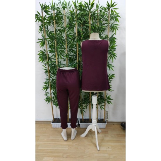 Kadın Askılı Yuvarlak Yaka Viskon Iki Iplik Bluz Ve Eşofman Altı Ikili Takım , 25375