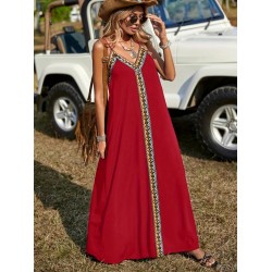 Kadın Askılı V Yakalı Etnik şerit Detaylı Uzun Viskon Elbise , 25410 Kadın Askılı V Yakalı Etnik şerit Detaylı Uzun Viskon Elbise , 25410