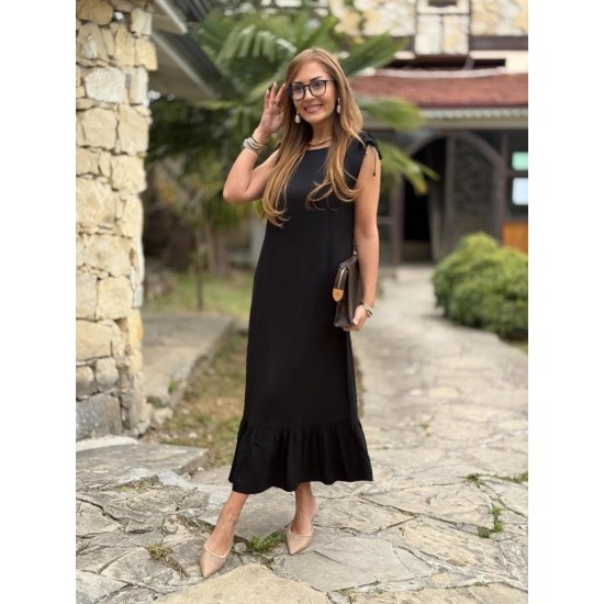 Kadın Omuzlardan Büzgülü Kayık Yaka Fırfırlı Janjan Krep Elbise , 25442 Kadın Omuzlardan Büzgülü Kayık Yaka Fırfırlı Janjan Krep Elbise , 25442