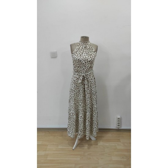 Kadın Daire Yakalı Beli Lastikli Desenli Süprem Elbise , 25524