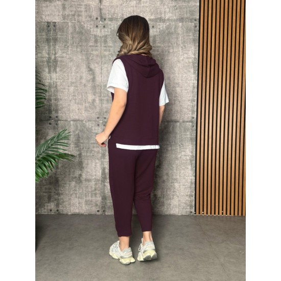 Kadın Kısa Kollu V Yakalı Kapşonlu Viskon Iki Iplik Bluz Ve Pantolon Takım, 25629 Kadın Kısa Kollu V Yakalı Kapşonlu Viskon Iki Iplik Bluz Ve Pantolon Takım, 25629