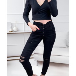 Kadın 5 Düğmeli V Detay Bel Yırtık Kot, 5978