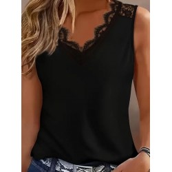 Kadın Askılı V Dantel Yakalı Viskon Bluz , 25701 Kadın Askılı V Dantel Yakalı Viskon Bluz , 25701