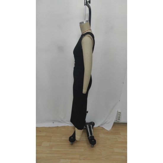 Kadın Sıfır Kol Sıfır Yaka Drape Detaylı Midi Janjan Krep Elbise , 25753