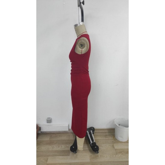 Kadın Sıfır Kol Sıfır Yaka Drape Detaylı Midi Janjan Krep Elbise , 25751 Kadın Sıfır Kol Sıfır Yaka Drape Detaylı Midi Janjan Krep Elbise , 25751