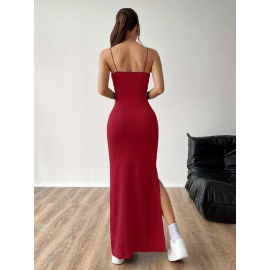 Kadın Ip Askılı Yandan Yırtmaçlı Janjan Krep Elbise, 25773 Kadın Ip Askılı Yandan Yırtmaçlı Janjan Krep Elbise, 25773