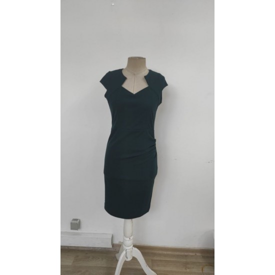 Kadın Kısa Kollu Kalp Yaka Drape Detay Ithal Krep Elbise , 25856 Kadın Kısa Kollu Kalp Yaka Drape Detay Ithal Krep Elbise , 25856
