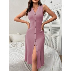 Kadın V Yakalı önden Düğmeli Kaşkorse Elbise, 25904