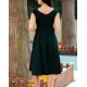 Düşük Omuz Eteği Pileli Krep Midi Boy Elbise, 25909 Düşük Omuz Eteği Pileli Krep Midi Boy Elbise, 25909