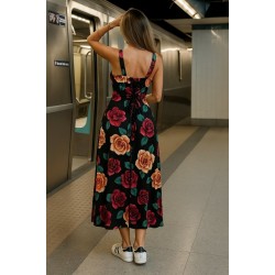 Kadın Askılı Geniş V Yakalı Sırttan Bağlamalı Yırtmaçlı Süprem Elbise , 25925 Kadın Askılı Geniş V Yakalı Sırttan Bağlamalı Yırtmaçlı Süprem Elbise , 25925