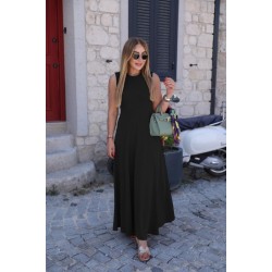 Kadın Sıfır Kollu Bisiklet Yaka Viskon Elbise, 25936