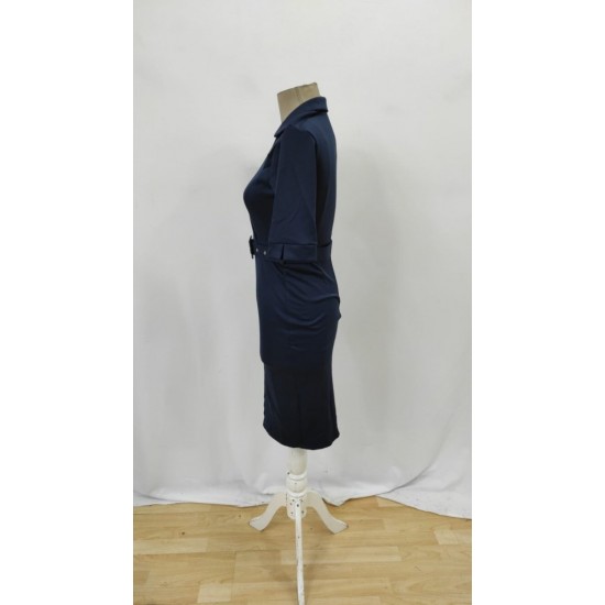 Kadın Kısa Kollu Yakalı Kruvaze Yakalı Beli Kemerli Midi Modal Elbise , 26056 Kadın Kısa Kollu Yakalı Kruvaze Yakalı Beli Kemerli Midi Modal Elbise , 26056