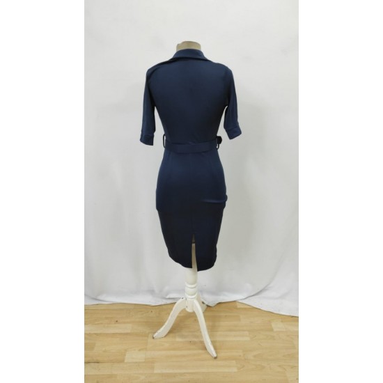 Kadın Kısa Kollu Yakalı Kruvaze Yakalı Beli Kemerli Midi Modal Elbise , 26056 Kadın Kısa Kollu Yakalı Kruvaze Yakalı Beli Kemerli Midi Modal Elbise , 26056