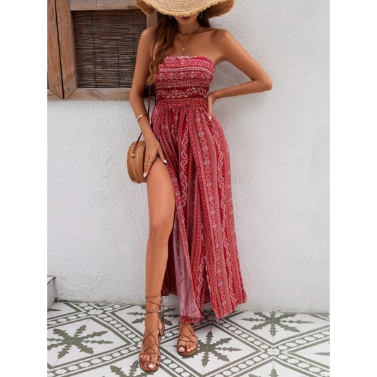 Kadın Yakası Gipe Detaylı önden Yırtmaç Detaylı Desenli Süprem Pantolon Etek, 26085