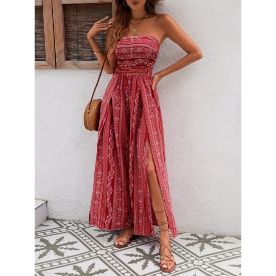 Kadın Yakası Gipe Detaylı önden Yırtmaç Detaylı Desenli Süprem Pantolon Etek, 26085